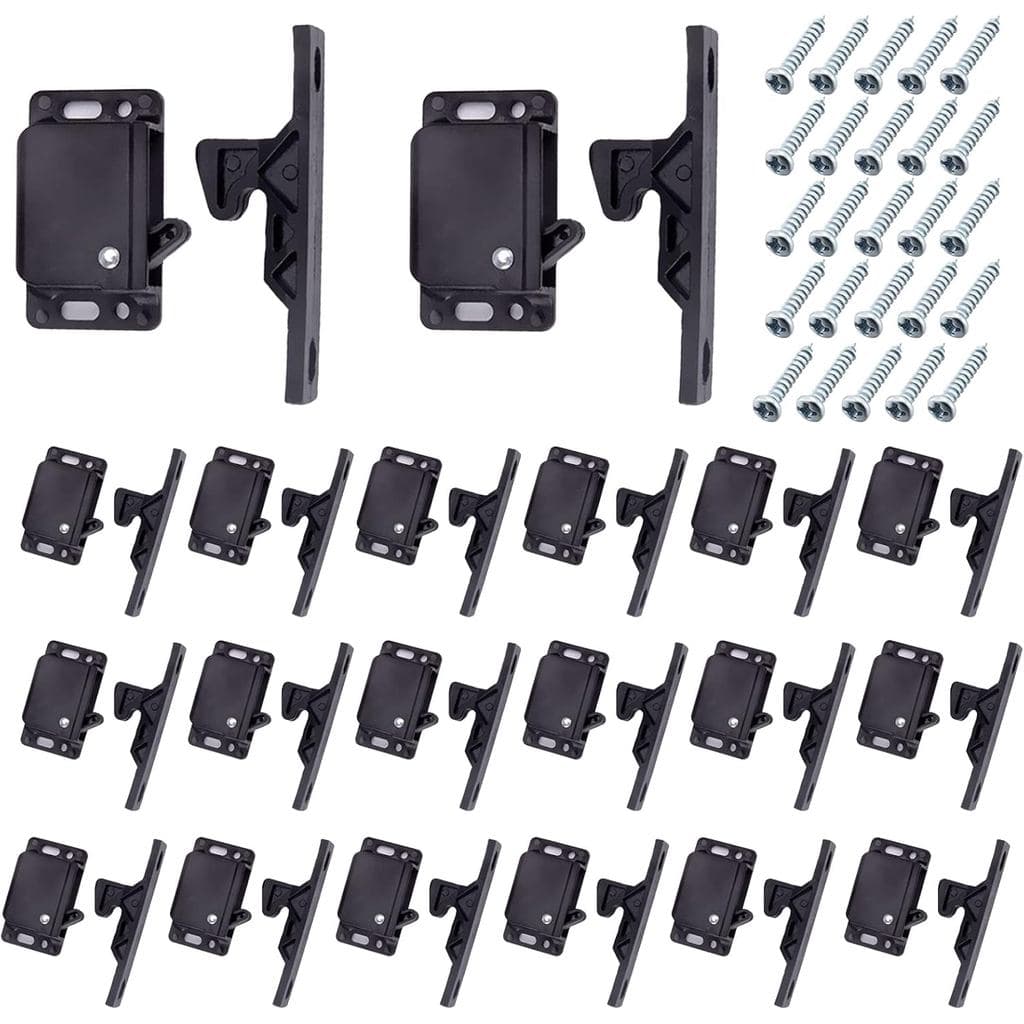 Pacote com 20 travas para gavetas de RV/portas de armário, travas de pressão com força de tração de 10 LB, travas e fech