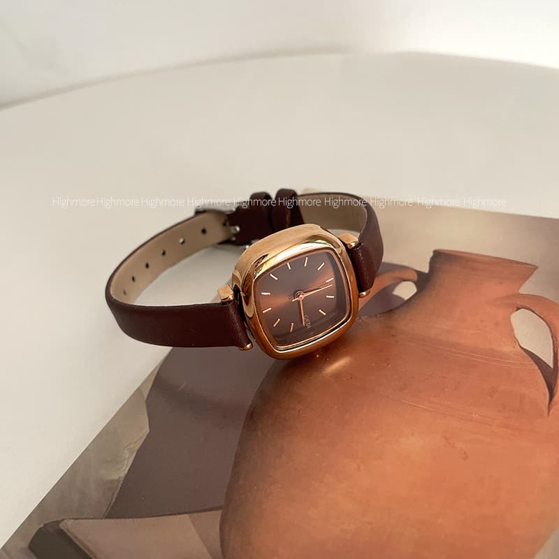 relogio feminino pequeno relogio feminino Clássico Sycamore marrom café pequeno cubo açúcar relógio feminino novo estilo