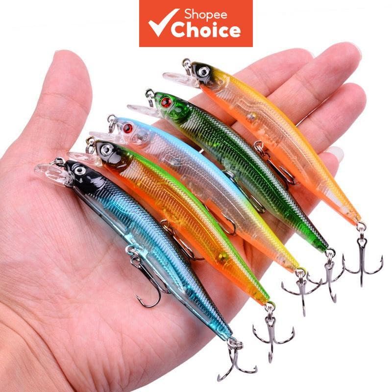 Kit 5 Iscas Artificiais Minnow 10cm 8g para Pesca