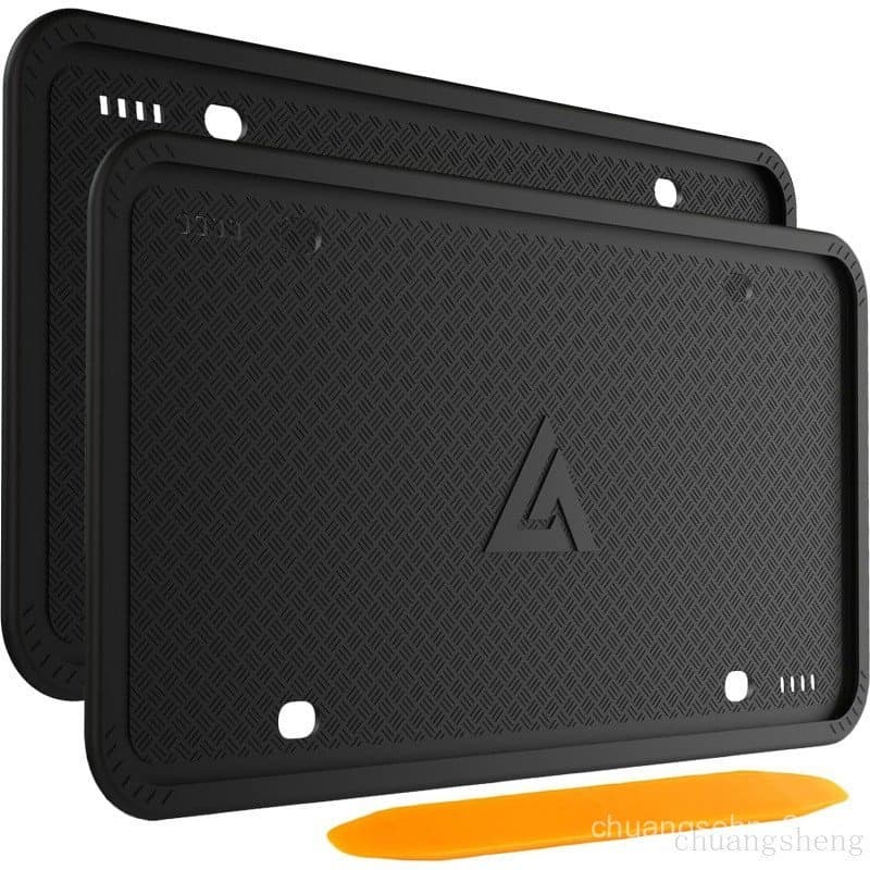 Aujen Suportes de Placa de Licença de Silicone Pretos, Pacote com 2 Suportes Universais para Placa de Licença de Carro,