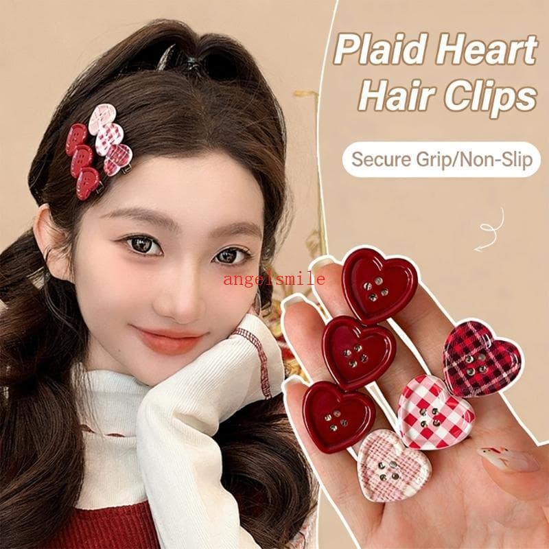 Grampo Cabelo Botão Coração Grade Adorável 2 Para Acessório Meninas Elegantes