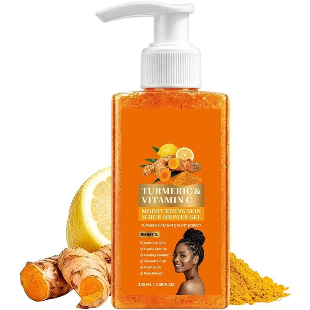 Gel de Banho Esfoliante Corporal com Cúrcuma e Vitamina C, Sabonete Esfoliante Corporal para Homens e Mulheres, Sabonete