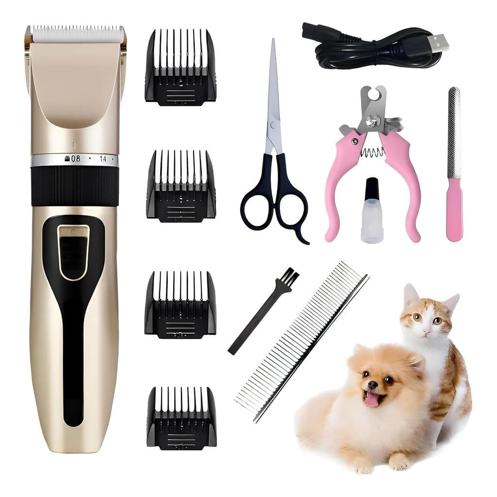Kit Completo Máquina Tosa Pet Silenciosa Alicate Unha Pets