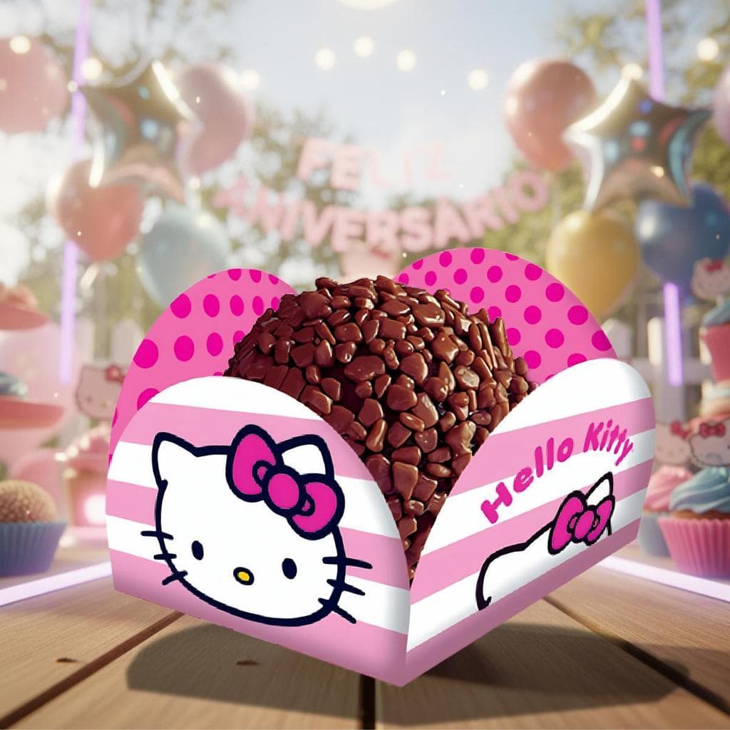 Porta Forminha Hello Kitty Rosa Doces Brigadeiro Festa Aniversário Hello Kitty 40 até 200 Unidades