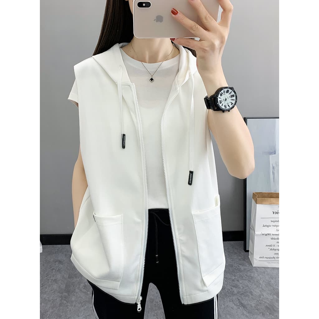 Colete de algodão com capuz ao ar livre feminino primavera outono exterior Wear versão coreana caminhadas colete jaqueta