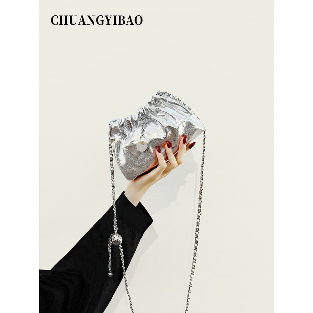 bolsa transversal feminino Bolsa Prata Super venda quente Mini pequeno saco feminino 2025 novo estilo nicho Design High-