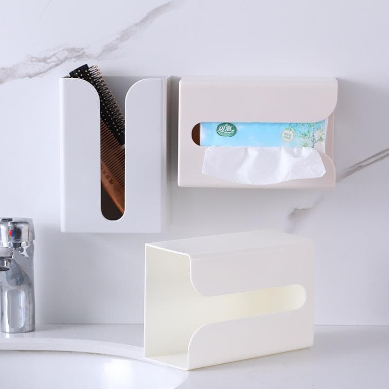 Caixa de papel adesiva sem marcação, suporte de tecido de parede, criativo, simples, plástico, multifuncional, caixa de