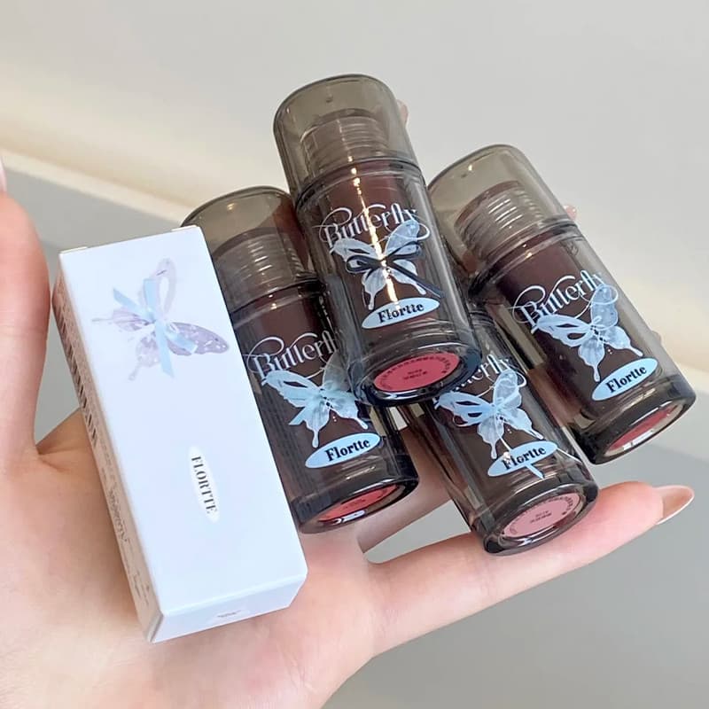 FLORTTE Flor Lolia Twin Butterfly Series Lip Essence Mel Lip Gloss Batom Capa de Chuva Lip Glaze Lolia
