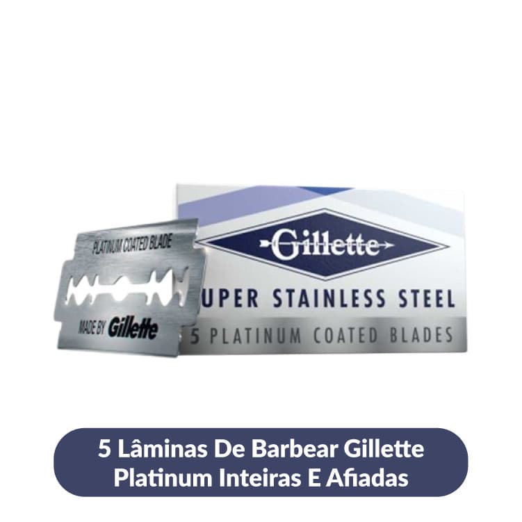 5 Lâminas de Barbear Gillette Platinum Inteiras e Afiadas