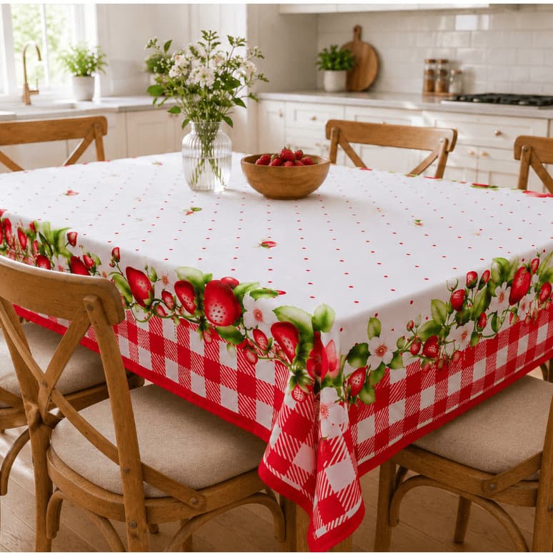 Toalha de Mesa Estampada Oxford 6 Lugares 1,45x2,05 Retangular Cozinha Jantar Decorativa Fabricação Própria
