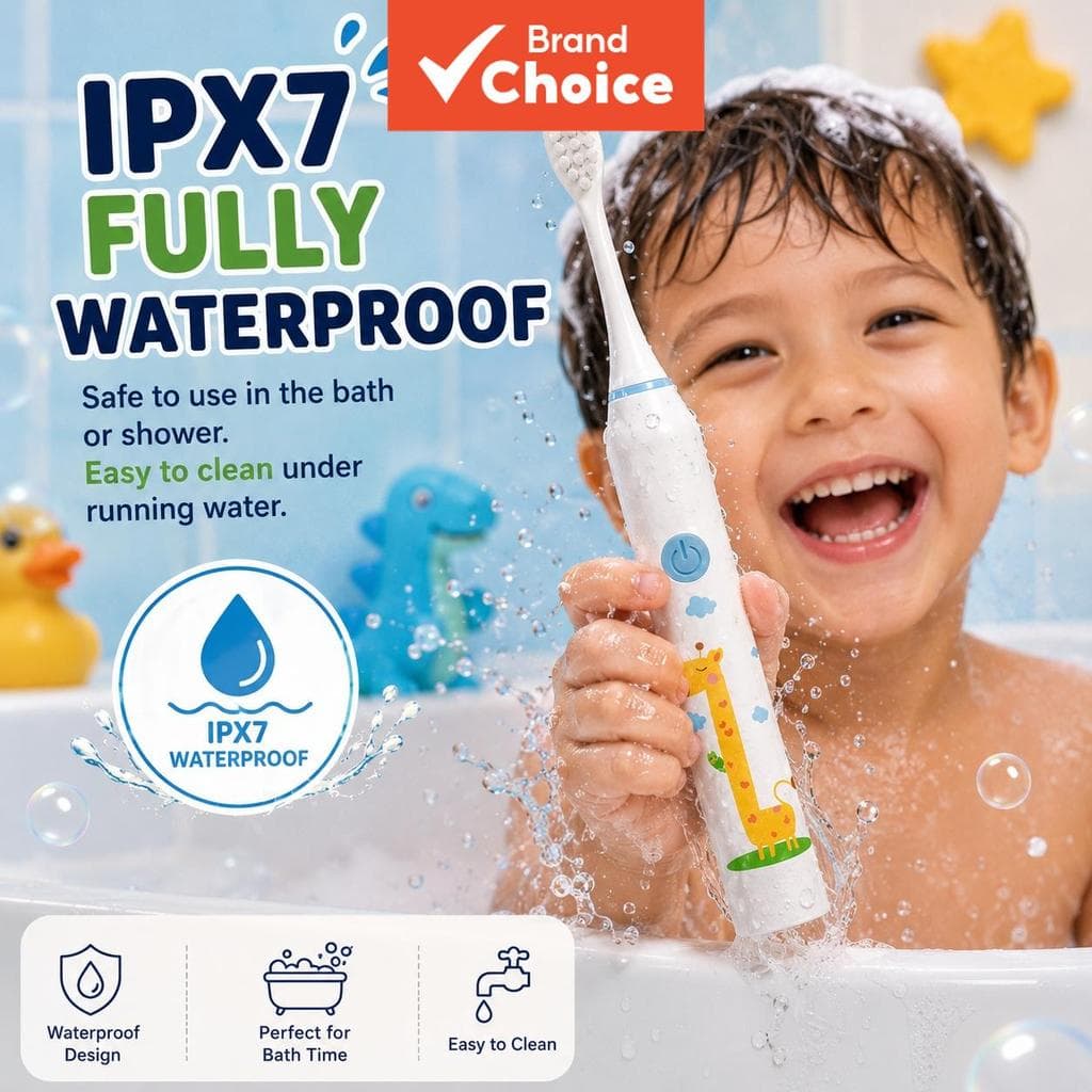 Escova de dentes elétrica infantil FREEGRIN, à prova d’água IPX7, cerdas macias para crianças pequenas – envio grátis