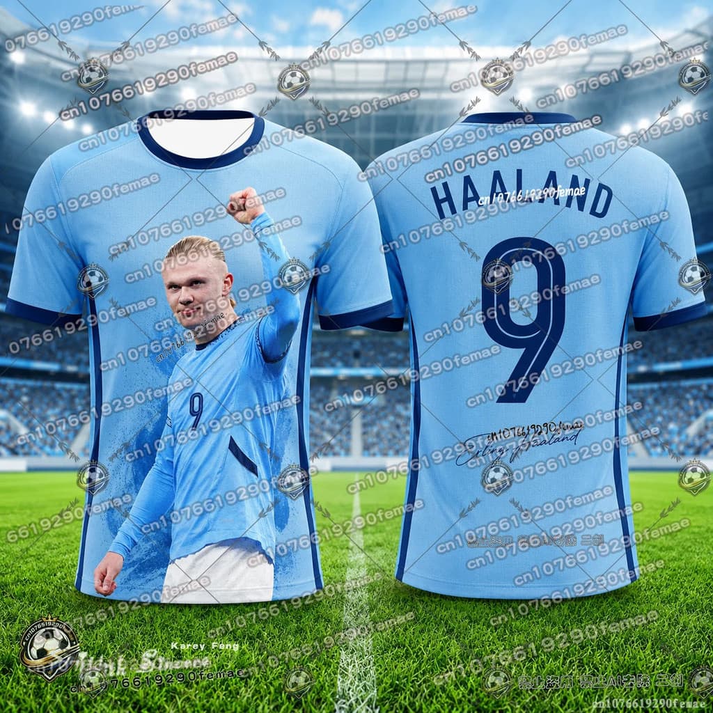 Haaland Soccer Star Fan Camisa Comemorativa Verão 3D Impresso Crianças Adulto Respirável Esportiva Futebol Casual Tee