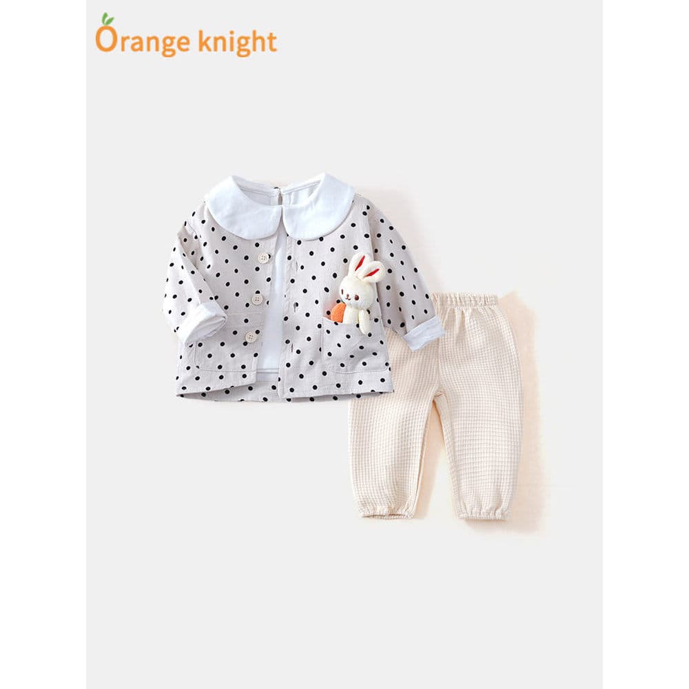 Bebê outono terno roupas de bebê recém-nascido bonito Super bonito terno de três peças da criança bolinhas estilo corean