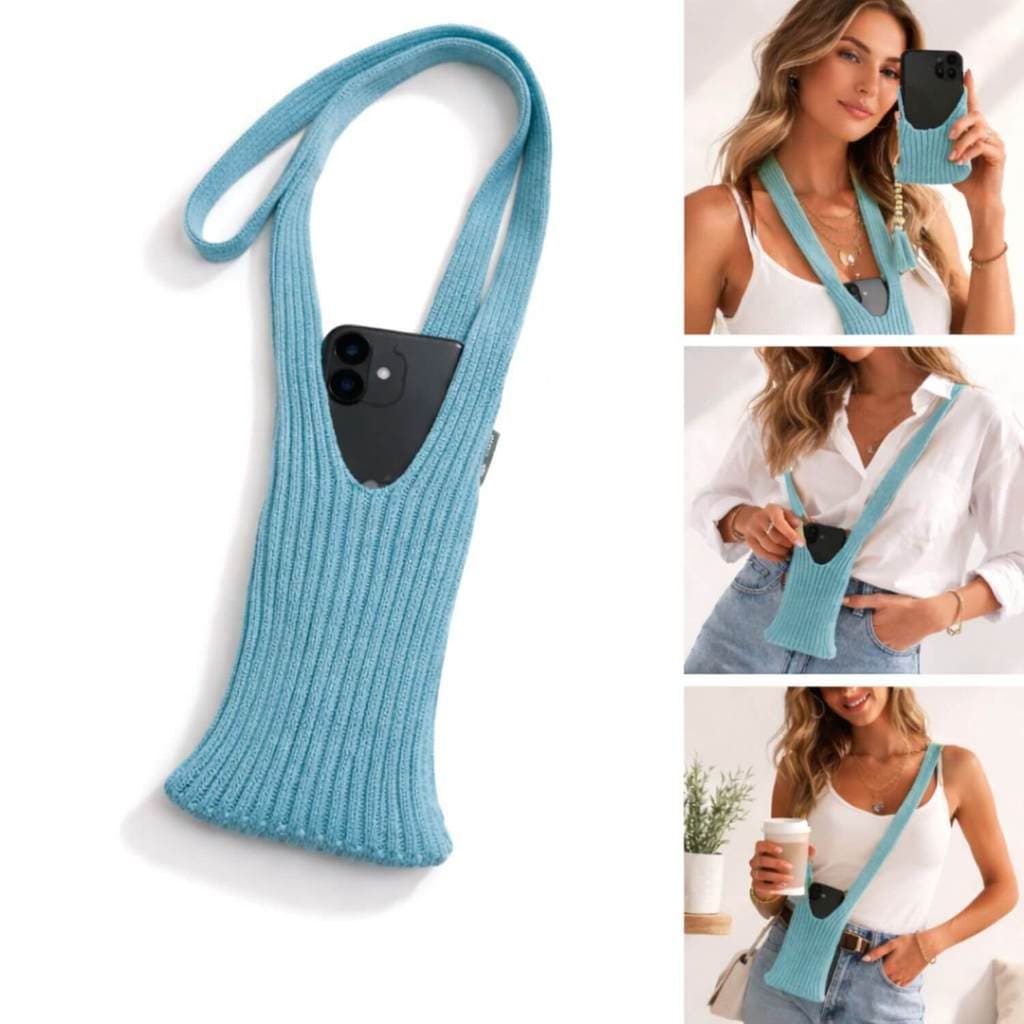 Capa Bolsa Phone Pocket Em Tecido 80cm Azul Claro