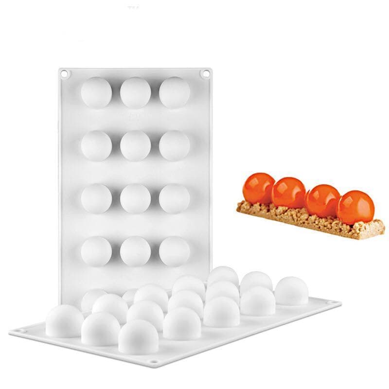 Molde de bola de silicone para sanduíche, 15 peças, pequeno, redondo, esférico, Mousse, bandeja de gelo redonda, Mooncak