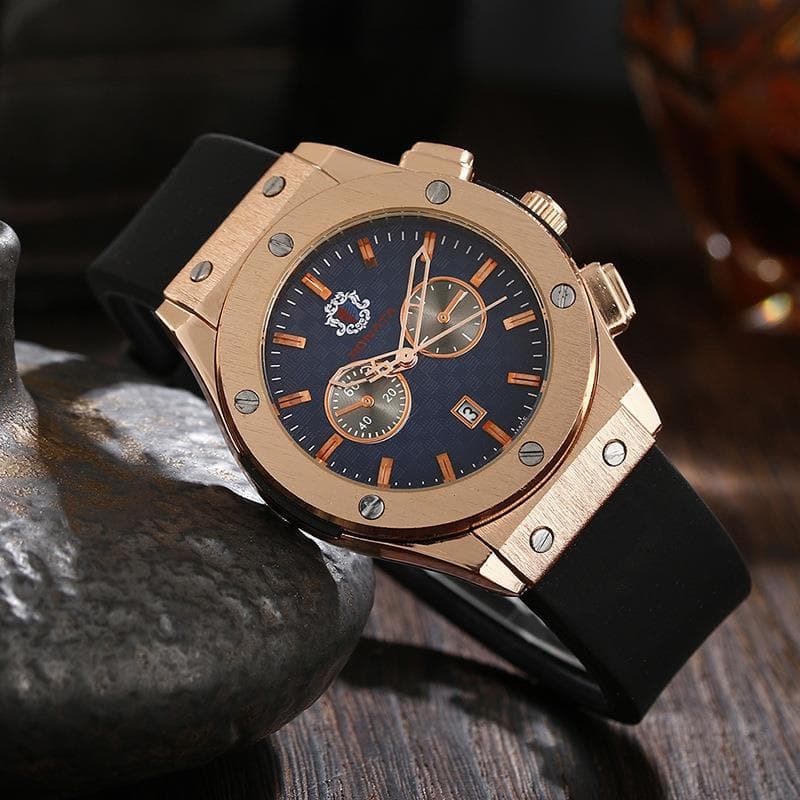 8 relógio de quartzo relógio britânico masculino estilo Industrial fosco Real prego caso calendário Silicone à prova dwa
