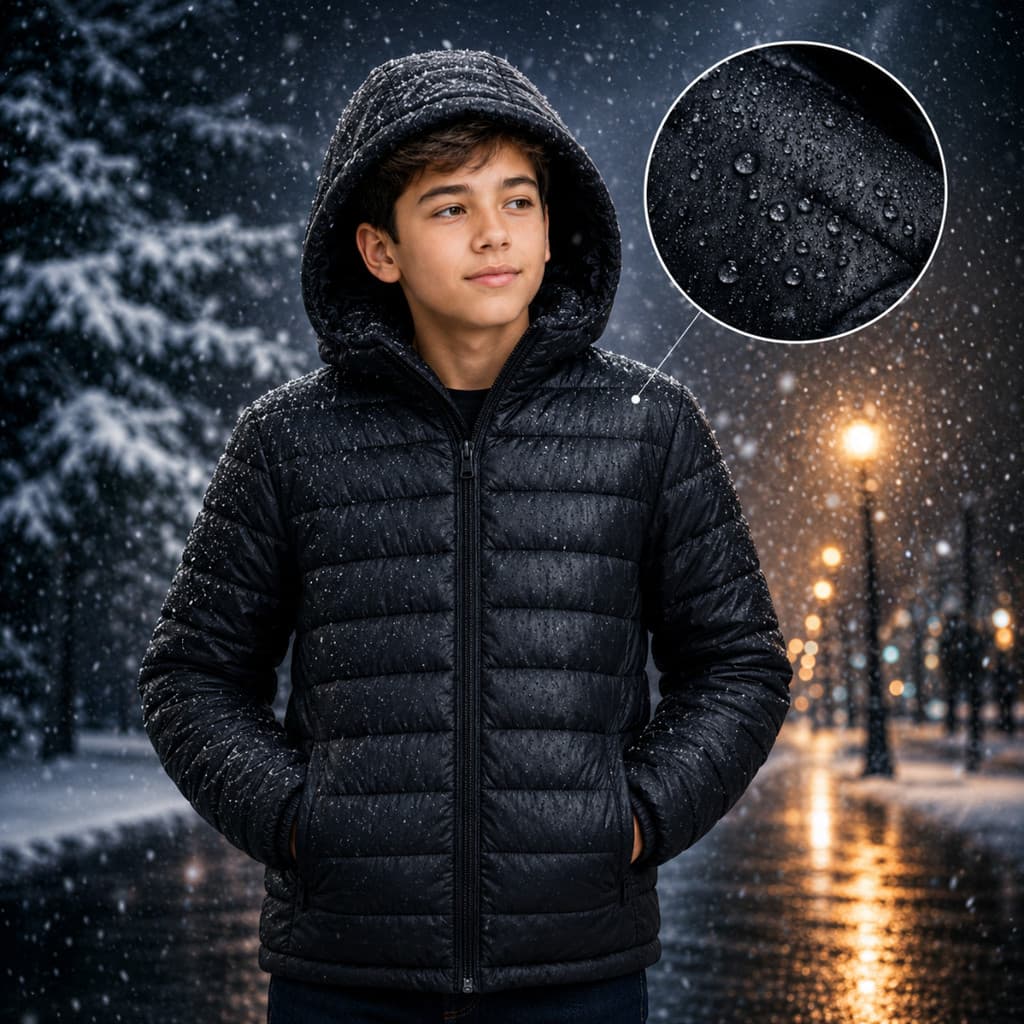 Jaqueta Infantil Puffer Bobojaco Touca Inverno Frio Intenso