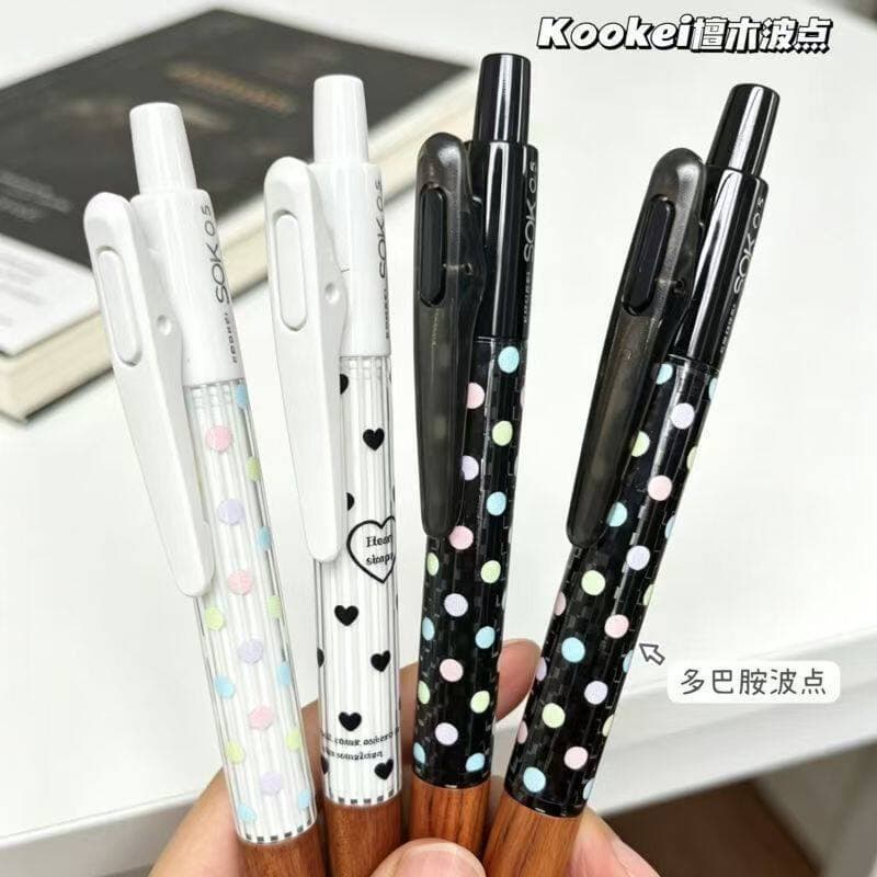 KOOKEI Dopamina Polka Dot Limited Natural Sândalo Caneta Titular Erchuang DIY Caneta Gel de Secagem Rápida 0.5mm Bonito
