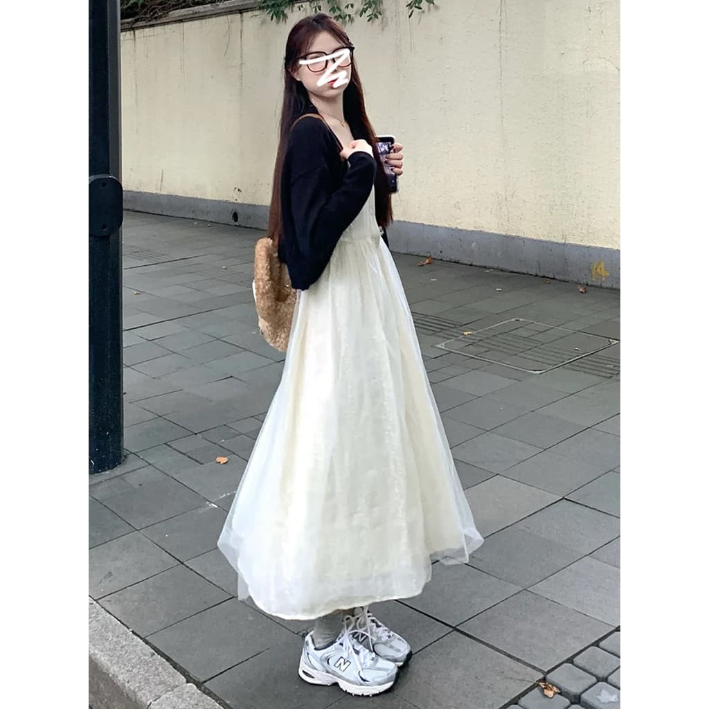 Francês indústria pesada bordado branco estilingue vestido feminino início da primavera vestido 2026 novo estilo estilo