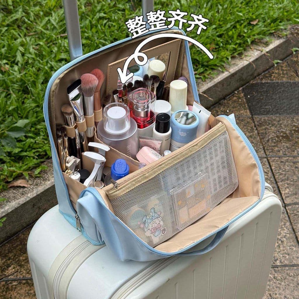 Saco cosmético Vertical feminino de grande capacidade portátil pode pendurar bagagem viagem portátil divisória saco de a