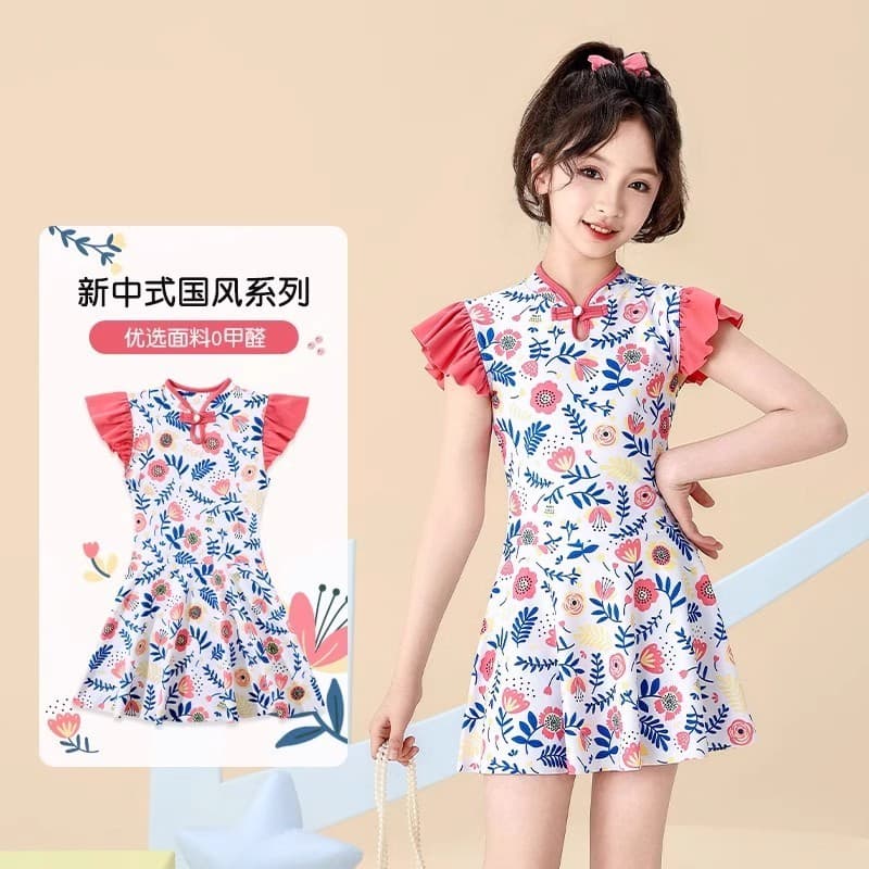 Verão novo estilo meninas maiô crianças novo estilo chinês estilo chinês maiô meninas treinamento praia maiô de férias d