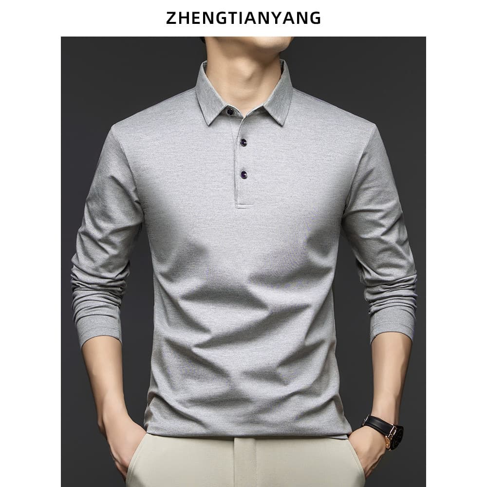 Mulberry seda manga comprida camiseta masculina Modal algodão camisa de fundo 2026 primavera outono negócios Casual masc