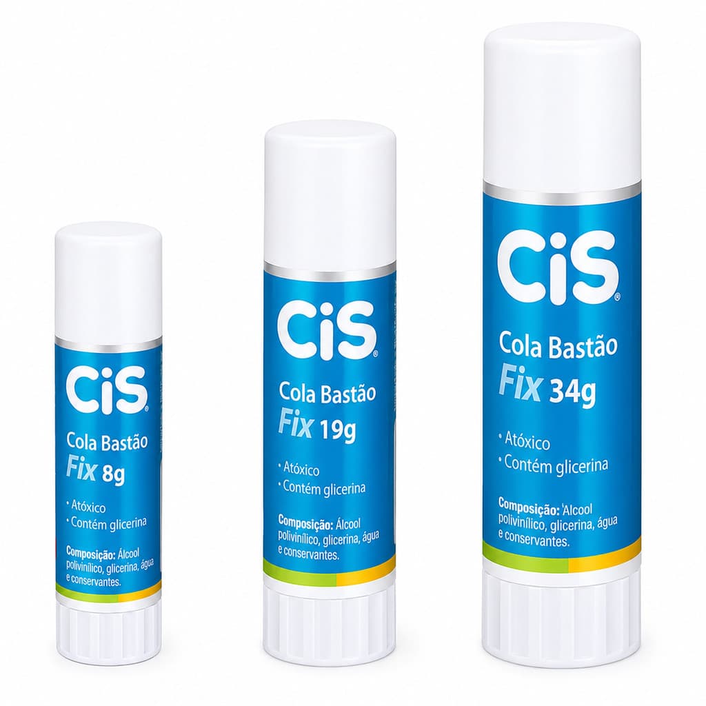 Cola em Bastão CiS 8g 19g 34g Lavável Escolar Artesanato