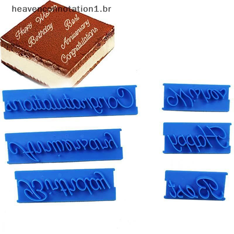 heav 6 Pçs/set Letras De Plástico Molde Feliz Aniversário Melhores Desejos Moldes De Cozimento Decoração BR