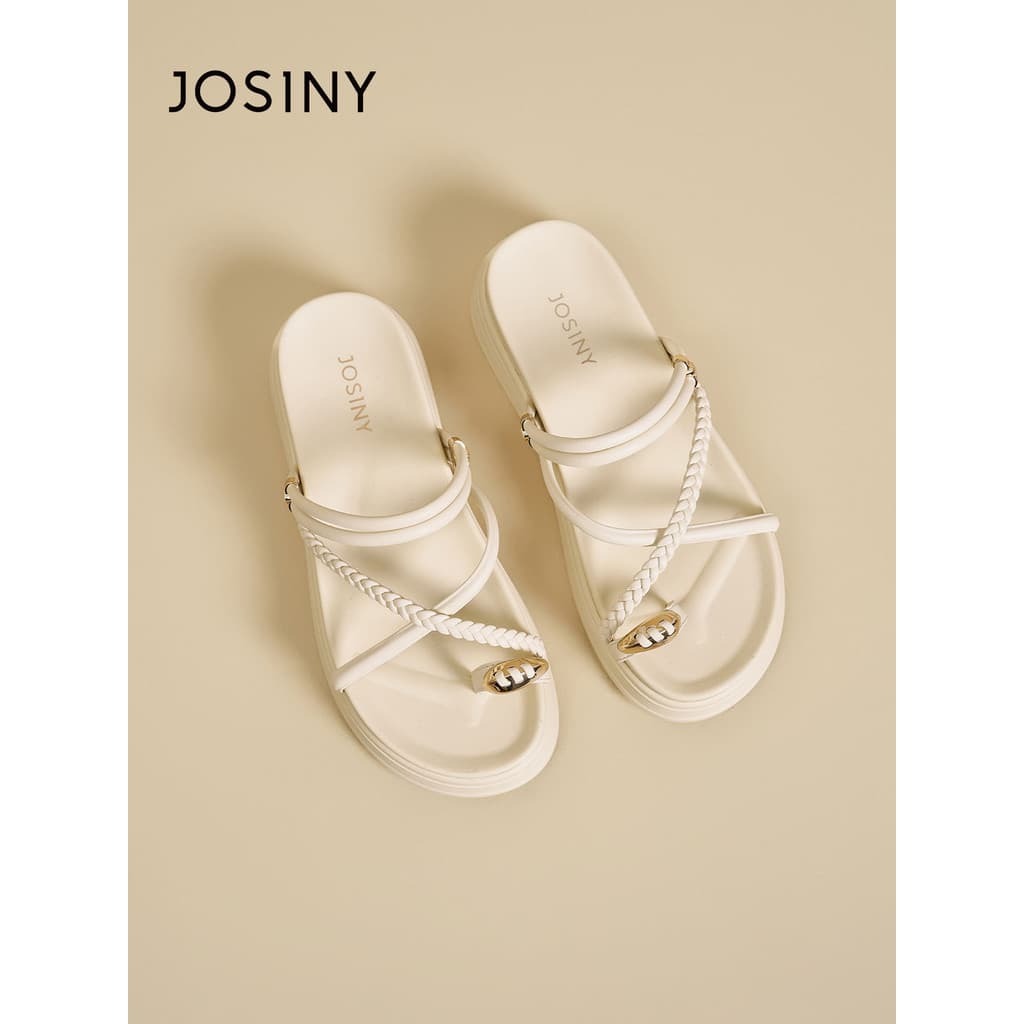 Zhuosini 2026 novo estilo verão Flip-Flops feminino verão exterior usar sola grossa Casual tecido sandálias de sola maci