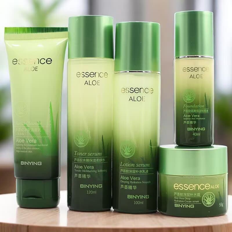 Biying Aloe Vera Gel Hidratante Creme Hidratante Toner Toner Toner Limpeza Aloe Vera Conjunto de Loção Rejuvenescedora