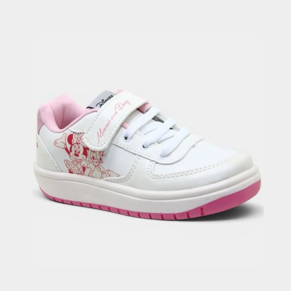 Tênis Infantil Menina Casual Minnie Disney Original com solado antiderrapante- Rosa