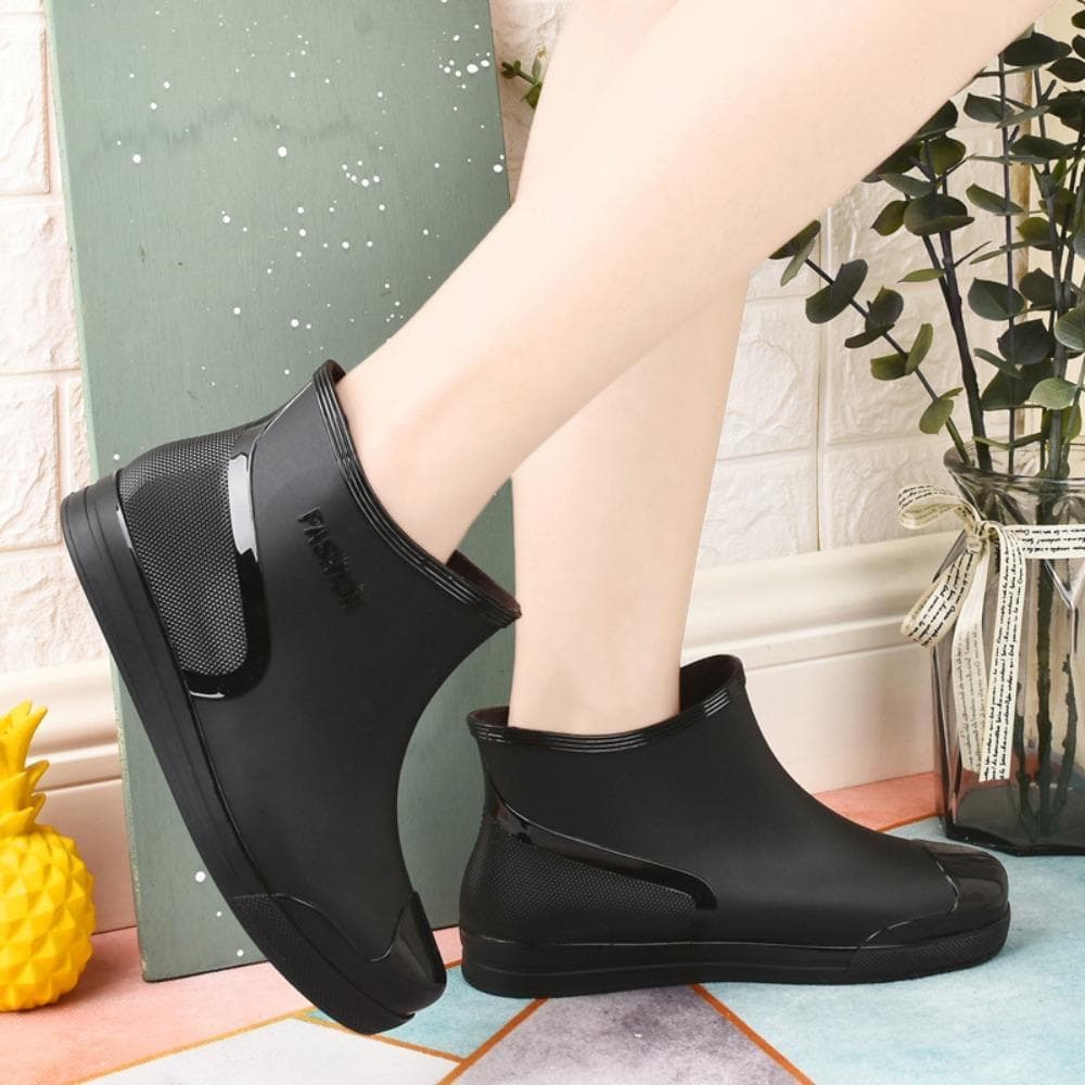 Botas De Água Espessadas , Chuva Femininas De Tubo Curto Antiderrapante , Capas De Sapatos De Borracha Com Pla