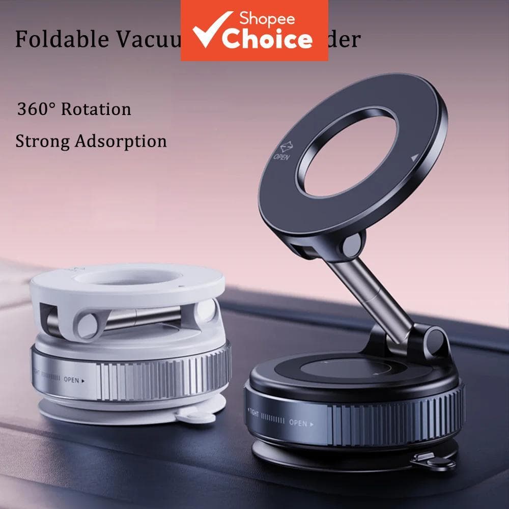 Suporte Magnético Dobrável para Telefone com Rotação 360° para Carro e Mesa, Ventosa Para-brisa e Painel, Suporte