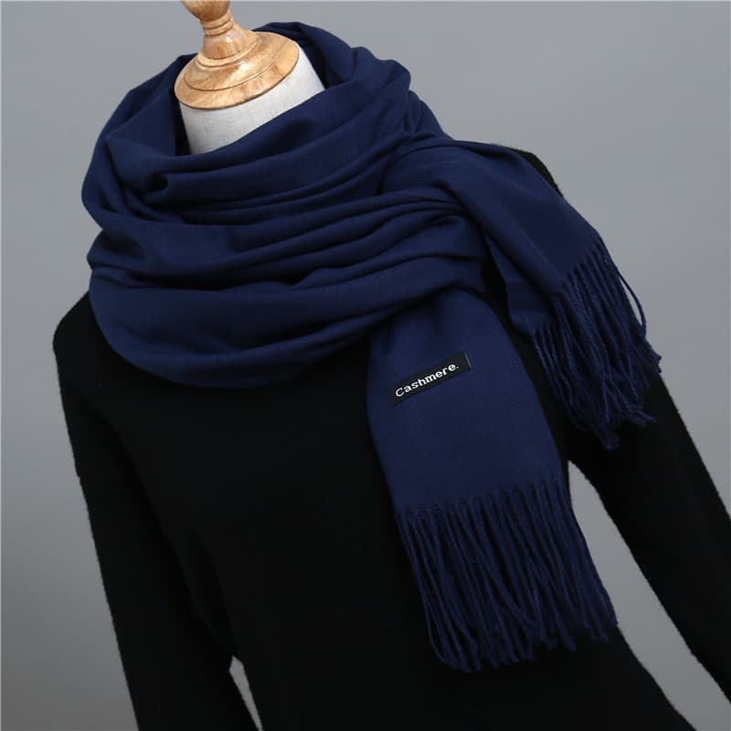 Lenço De Caxemira De Cor Sólida Para Homens Inverno Pashmina Quente Marinho Preto Cinza Cachecóis De Negócios Masculino