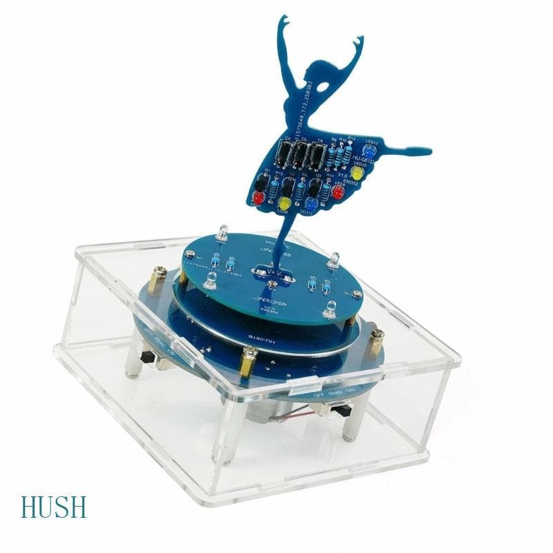 Conjunto Aprendizagem Eletrônicos Interativos HUS Caixa Música LED Rotativa 6 Músicas Design PCB 3D Para Estuda
