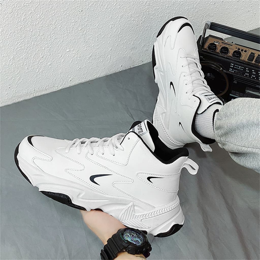 Sapatos masculinos respirável nova malha fina verão esportes Casual branco aumentado pai ins tênis de basquete de alta q