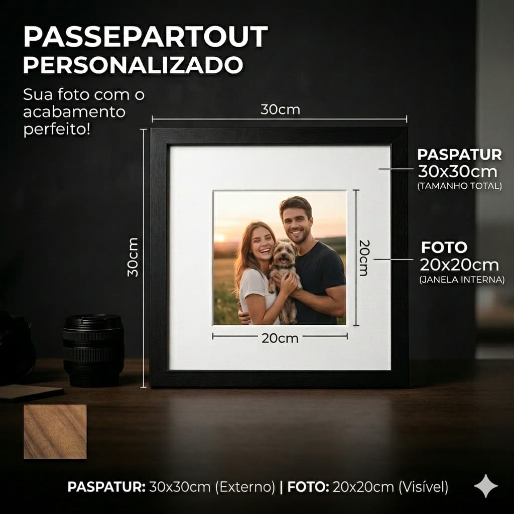 paspatur para porta retrato 30x30cm  foto 20x20cm