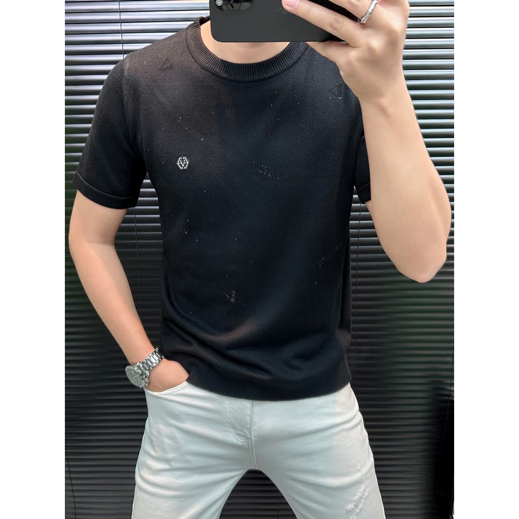 Estação europeia Street Wear em torno do pescoço camisola masculina outono inverno High-End europeu Casual Jacquard fino