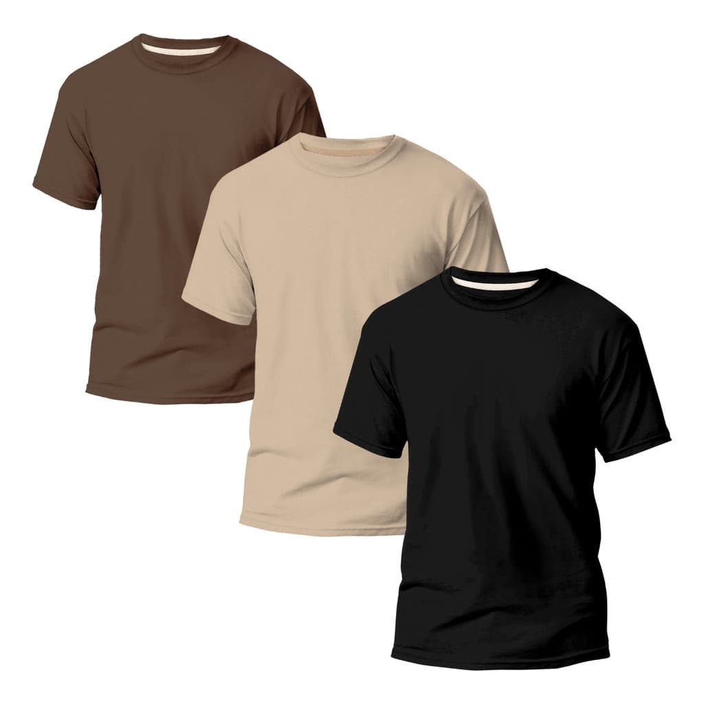 Kit 3 Camisetas Básicas Lisas Masculina Slim Algodão Varias Cores