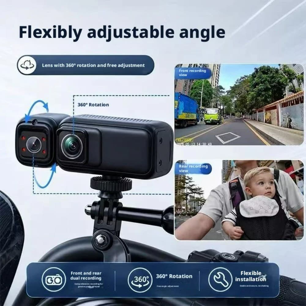Câmera Esportiva De 2 Lentes , De Ação Anti-Vibração , Vlog , Body Cam , Bolso Ao Ar Livre , Gravador De Vídeo Para Bici