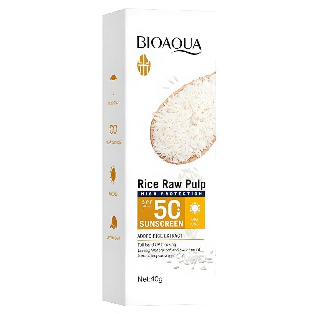Protetor Solar BIOAQUA de Polpa de Arroz SPF 50 + PA+++ UVA UVB, Bloqueador de Raios UV, Longa Duração, À Prova d'Água,
