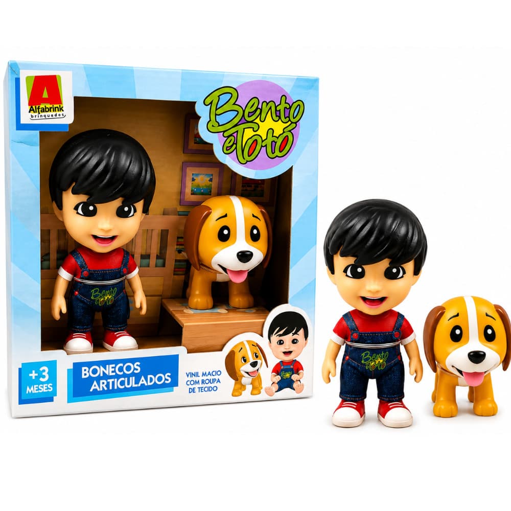 Boneco Infantil Articulado Bento E Totó 15cm