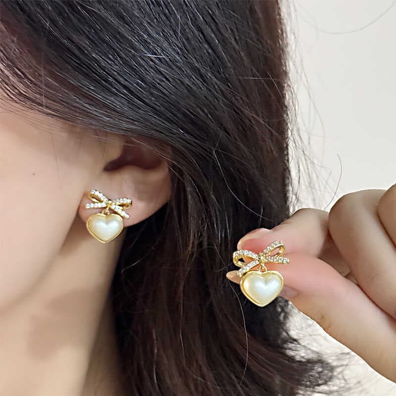 Nicho Design simples atado opala amor coração brincos luz luxo temperamento High-End estilo legal brincos femininos