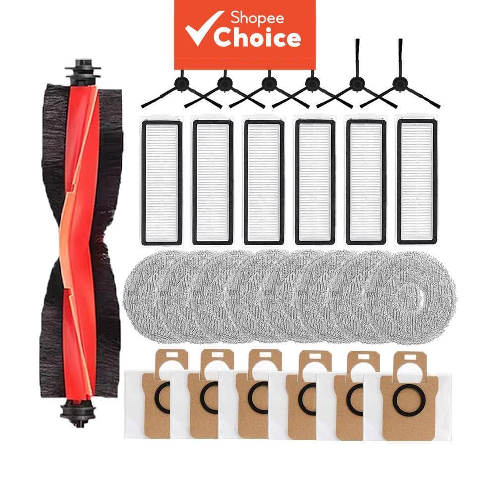 Kit de Acessórios para Robô Aspirador Xiaomi X20 Max: escova principal, escovas laterais, filtros, panos de limpeza e