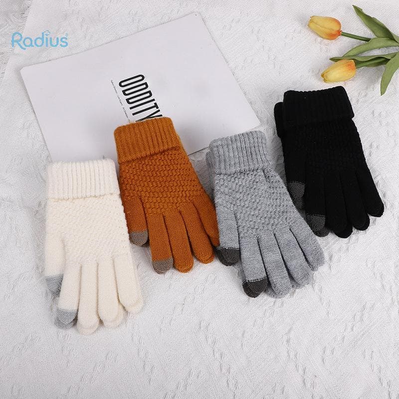 Raio Outono E Inverno Luvas De Tela Sensível Ao Toque De Malha Jacquard Thi Dedo Quente Masculino Feminino Dobrável Anti