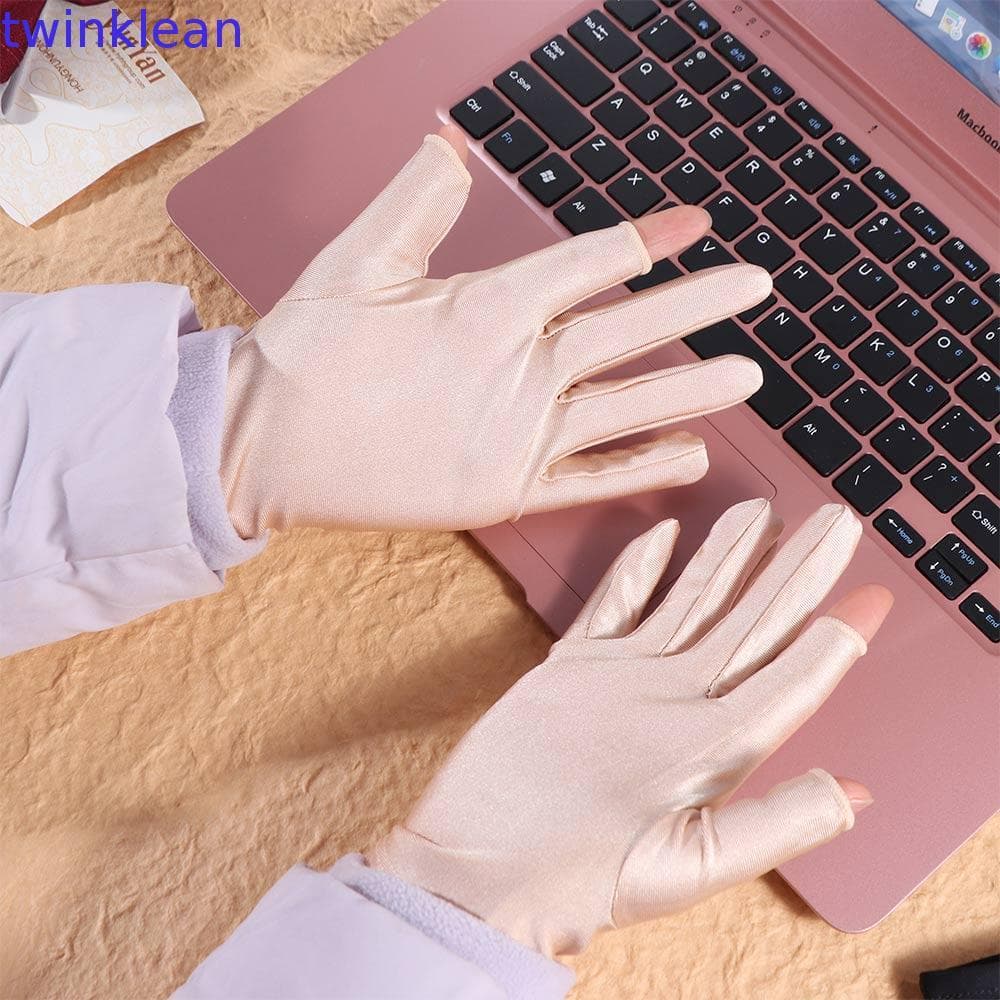 TWINKLEAN 1 Par De Luvas Finas De Seda Gelada , De Proteção Solar Femininas De Elastano Respiráveis