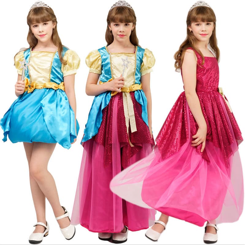 Meninas transformadas vestido crianças palco desempenho trajes de festa meninas Role-Playing trajes de princesa