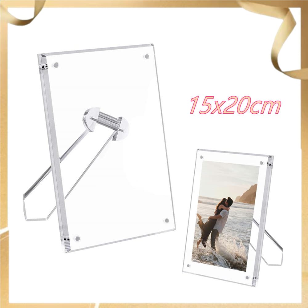 Porta-retrato acrílico, 1-3 magnéticos  com suporte, estilo flutuante sem moldura, perfeito para exibição no escritório