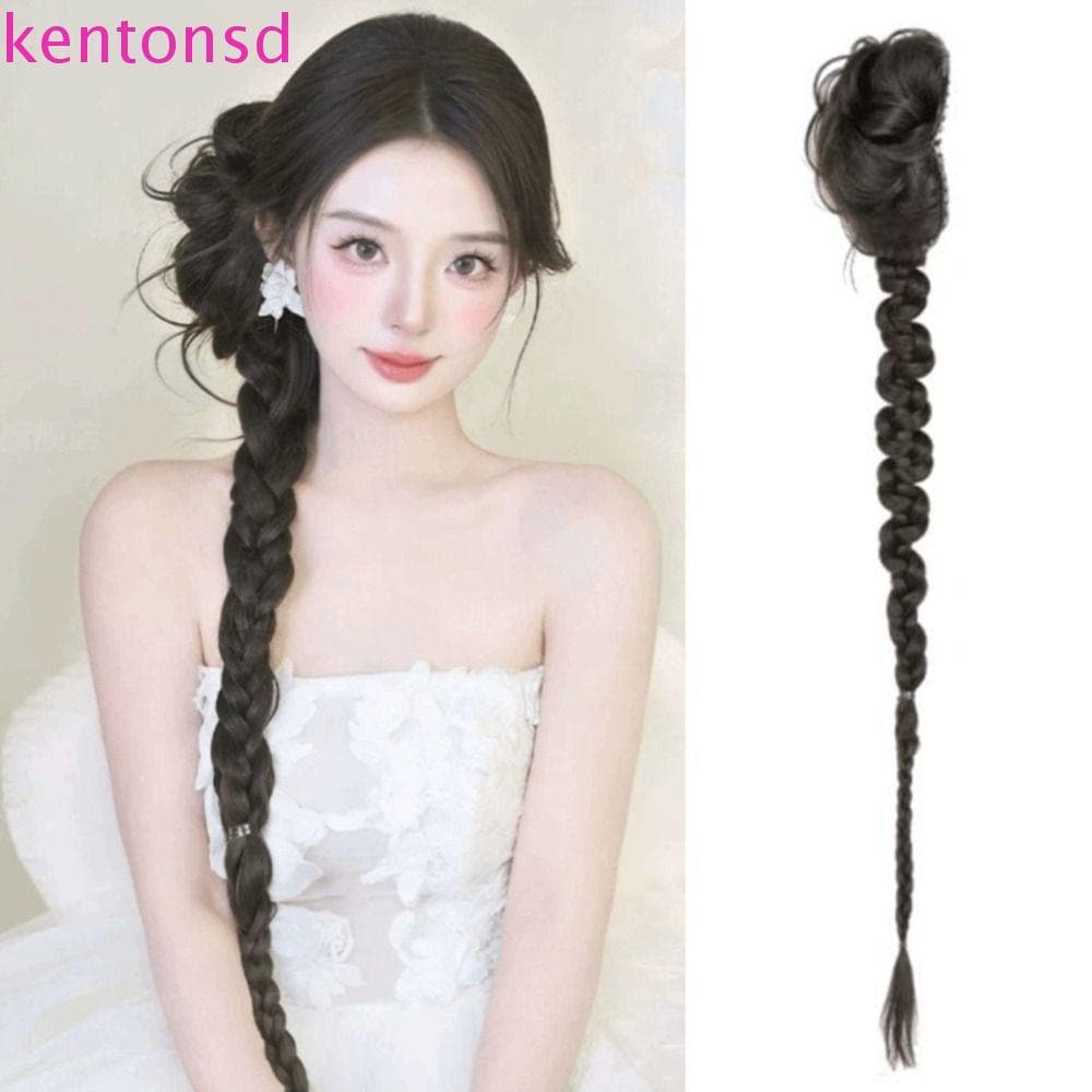 Peruca De Coque Com Tranças Torcidas KENTONSD , Clipe De Garra Amarrado Lateral , Longas , Cabelo , Faixa De Cabeça