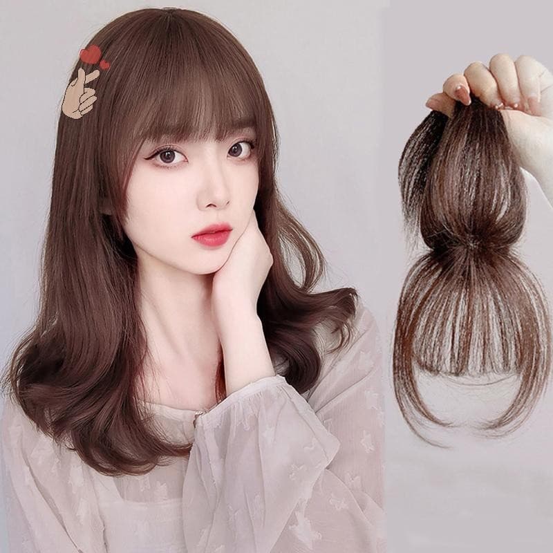 [PEBR] Peruca De Cabelo Sintética Com Topper Falso , Extensão De Franja Clipe , Falsa Natural , Invisível Para Mulheres